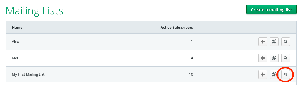 Studio Mailing Lists Tab