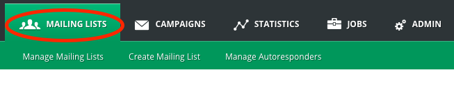 Studio Mailing Lists Tab